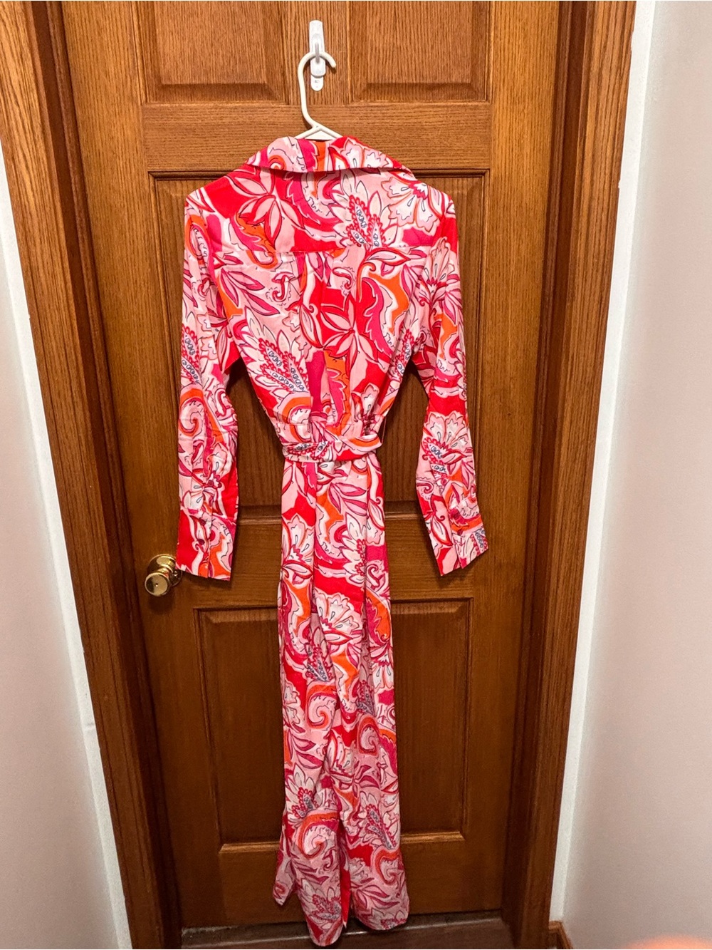 fate by LFD Pink & Orange Floral Maxi Long-Sleeve Romper Sz S. NWT. Flaw on leg - Picture 5 of 12
